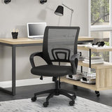 MoNiBloom Mesh Office Chair, Ergonomic Computer Chair for Adults, Rolling Swivel Mid-Back Desk Chair with Lumbar Support, Comfy Armrest for Home Office, Gaming, Black MoNiBloom