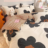 Houseri Black Floral Comforter Set Twin Beige 3D Floral Bedding Comforter Sets Twin Size for Toddler Girls Kawaii Flowers Comforter Cute Relief Print Bedding Beige White Flower Bedding Set Twin Houseri