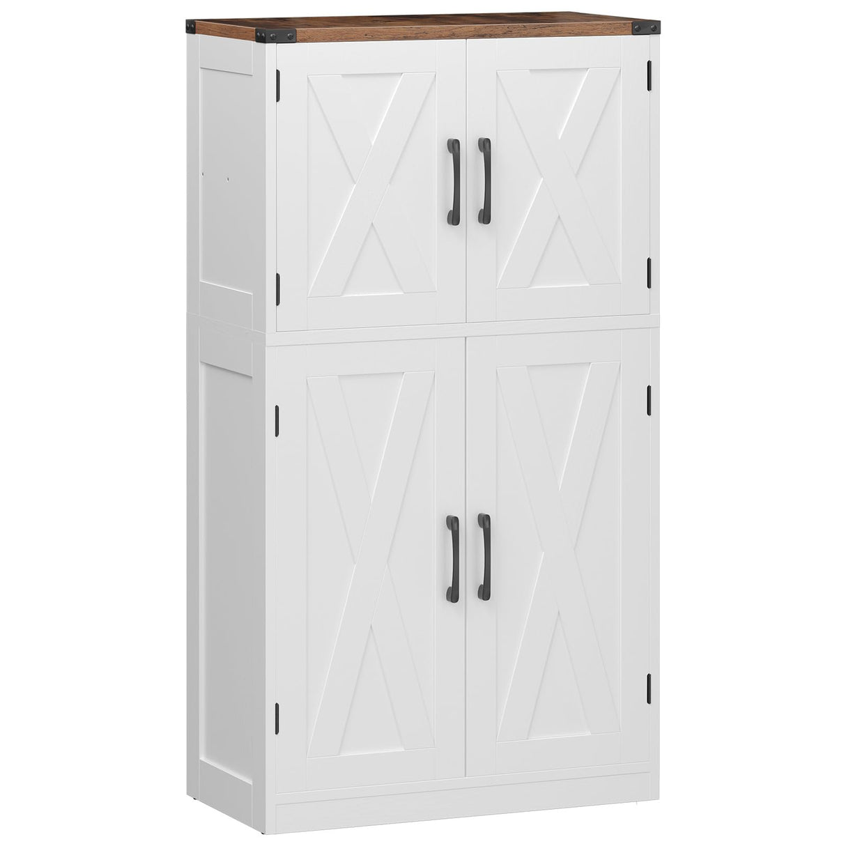 HOOBRO Bathroom Storage Cabinet, Farmhouse Freestanding Floor Cabinet with 2 Extra Hidden Storage Doors, Adjustable Shelves, Large Capacity, Easy Assembly, 11.8 x 23.6 x 43.5 Inches, White and Walnut HOOBRO