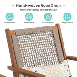Verano Garden Set of 2 Patio Lounge Chair, Modern Acacia Wood Accent Armchair with Handwoven Rope for Patio,Living Room, Bedroom, Balcony (Beige)