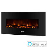 e-Flame USA Sundance Curved Wall Mounted or Freestanding LED Electric Fireplace with Remote - Adjustable, Timer, Remote - 48-inch e-Flame USA