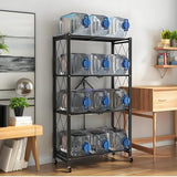 Kitchen Garage Metal Shelves, Storage Shelves Organizer, Foldable Metal Shelving, Closet Shelving Unit, 28" W x 14" D x 50" H Bakers Rack Microwave Stand, Plant Stand with Wheels (4-Tier Shelf) GOARLPEY