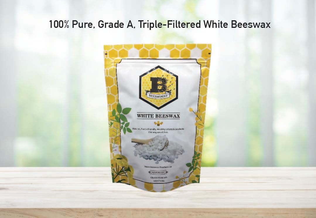 White Beeswax Pellets (1 lb) | 100% Pure, Cosmetic Grade, Triple-Filtered Beeswax for DIY Skin Care, Lip Balm, Lotion, and Candle Making BEESWORKS