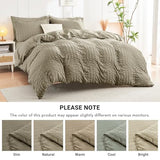 HYMOKEGE Linen Twin XL Comforter Set Seersucker 5 Pieces, All Season Luxury Bed in a Bag for Bedroom, Bedding Set with Comforter, Sheets, Pillowcase & Sham HYMOKEGE