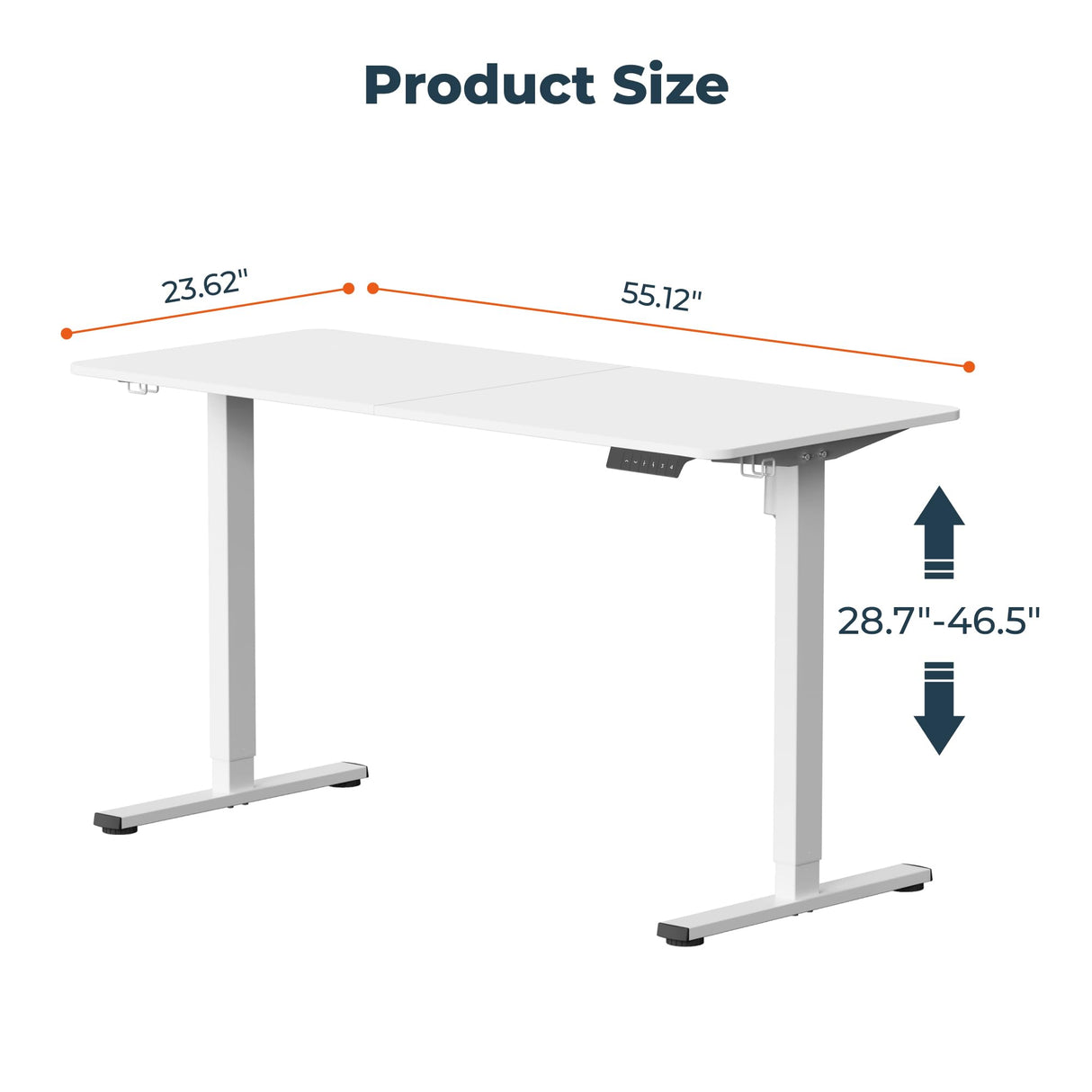 FitStand Adjustable Stand Up Desk with Memory Preset, Standing Desks 55 x 24 Inch Electric Home Office Desk Computer Workstation Splice, White Top + White Frame FitStand