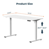 FitStand Adjustable Stand Up Desk with Memory Preset, Standing Desks 55 x 24 Inch Electric Home Office Desk Computer Workstation Splice, White Top + White Frame FitStand