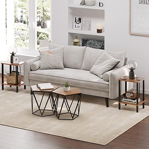 TUTOTAK End Table, Set of 2, Side Table, Nightstand, 2-Tier Storage Shelf, Sofa Table for Small Space, Living Room, Bed Room TB01BB035 TUTOTAK