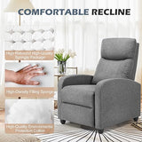 Sweetcrispy Massage Recliner Chair for Adults, Adjustable Home Theater Seating with Lumbar Support for Living Room, Modern Fabric Reclining, Grey