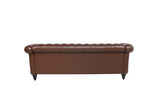 Chesterfield Sofa Leather, Modern PU Tufted Couch 3 Seater with Rolled Arms and Nailhead for Living Room, Bedroom, Office, Apartment (Dark Brown) ORRD