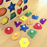 Dailyfunn Montessori Toy Shape Peg Puzzles Baby Puzzle 12-18-24 Months with Knob for Infant-Toddlers 1-3 D Dailyfunn