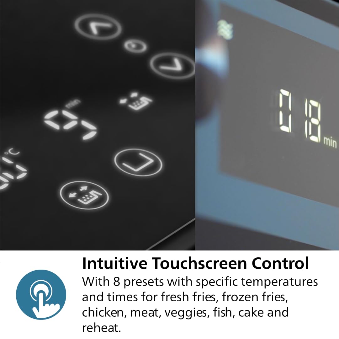 Philips Dual Basket Air Fryer 3000 Series, 8-in-1 functions, 9.5 Quarts, 2 Drawers, Auto-sync Cooking Time, 90% Less Fat, Rapid Air Technology, HomeID Recipe App, Dishwasher Safe, Black, (NA350/00) PHILIPS