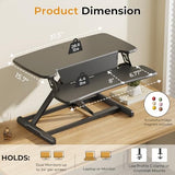 JOY worker Standing Desk Converter, 32" Height Adjustable Sit Stand Up Desk Riser with Keyboard Tray & 6 Fridge Magnets, Desktop Workstation Riser for Home Office Computer Laptop, Black JOY worker