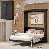 CFITCER Murphy Bed Full - Space Saving Wall Murphy Bed Full Convertible Hidden Bed for Small Apartments, Guest Rooms, Home Offices and Dens.(Mattress not Included) (Black) CFITCER