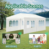 10' x 20' White Gazebo Canopy Tent Featuring 4 Removable Sidewalls, Outdoor Shade Shelter with Transparent Windows, Ideal for Parties, Backyard, Birthdays, Events, Gatherings, Patio, Birthday Usnipoya