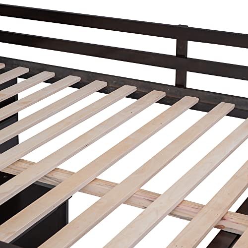 Harper & Bright Designs High Full Size Loft Bed with Desk and Wardrobe,Solid Wood Loft Bed Frame Full with Storage Drawers for Kids Teens Adults,No Box Spring Needed,Espresso Harper & Bright Designs