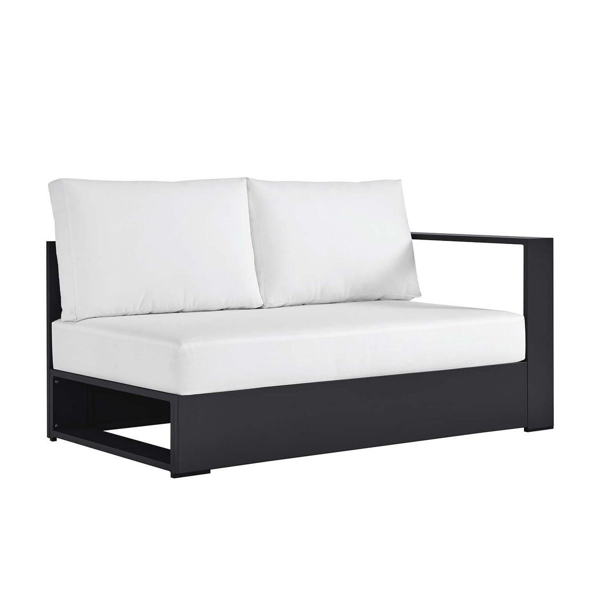 Modway Tahoe Aluminum Modular Right-Facing Outdoor Patio Loveseat in Gray White with Weather-Resistant Cushions, Couch for Garden Backyard, Poolside Modway