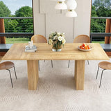weselon 78 Inch Dining Table for 6 8 10, Modern Farmhouse Rectangular Kitchen Table, Long Dining Room Tables with Wood Strip Base for Kitchen Living Room (Natural) weselon