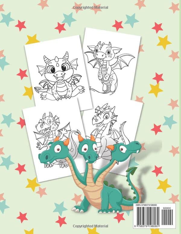 Awesome Dragons Coloring Book for Kids: 40 Drawings with the Mythical Creatures | Color Your Own Magical Dragon Adventure | Activity Book for Toddlers, Kids and Preschoolers