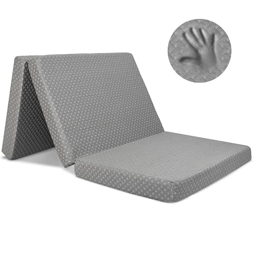 Milliard Premium Memory Foam Folding Mattress, Tri Fold with Waterproof Washable Cover, Space Saver Single Size (75"x25"x4) Milliard