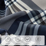 MaiRêve Queen Size Comforter Set Navy Blue, Classic Plaid Farmhouse 7 Pieces Bedding Set, All Season Lightweight Bed in a Bag with Sheets, Pillowcases & Shams MaiRêve
