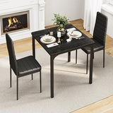 Gizoon Kitchen Table for 2, Table and Chairs Set of 2, 3 Piece Dinner Table Set with 2 Upholstered PU Leather Chairs for Dining Room, Living Room, Apartment, Small Space, Black Gizoon