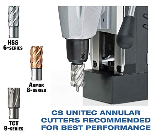 CS Unitec | MABasic 200 Portable Magnetic Drill Press | 900W 2-Speed Benchtop Power Drill Machine w/up to 1-3/8" Diameter & 6-1/3" Depth of Cut | Oil Bottle Included CS Unitec