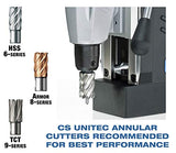 CS Unitec | MABasic 200 Portable Magnetic Drill Press | 900W 2-Speed Benchtop Power Drill Machine w/up to 1-3/8" Diameter & 6-1/3" Depth of Cut | Oil Bottle Included CS Unitec