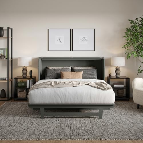 AFI, Santa Fe Queen Murphy Bed Chest with 6" Mattress & Built-in USB Charger, Grey AFI