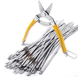 Sinlon Heavy Duty Metal Zip Ties (With Tie Cutter) Uv Resistant Stainless Steel Zip Ties, 11.8 Inch 50 Pieces, Self-Locking Zip Ties, Suitable For Fixing Fences, Pipes, Etc. Outdoor. Sinlon