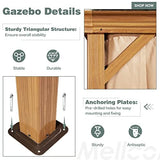 MELLCOM 12' X 16' Hardtop Gazebo, Wooden Finish Coated Aluminum Frame Gazebo with Galvanized Steel Double Roof, Brown Metal Gazebo with Curtains and Nettings for Patios, Gardens, Lawns MELLCOM