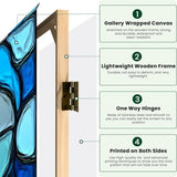 4 Panels Folding Screen Room Divider Abstract Stained Glass Mosaic Blue Spirals Canvas Screen Room Separator Freestanding Protective Decorative Divider Privacy Partition VETEB