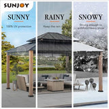 Sunjoy Roberts Outdoor Patio 13 x 15 ft. Black Steel Frame Hardtop Gazebo with 2-Tier Rust-Resistant Steel Roof by SummerCove SummerCove