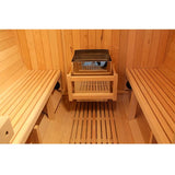 Outdoor Sauna 2 Person, Home Wooden Barrel Traditional Wood Sauna Room with Asphalt Shingle Roof, 220V Steam Spa, 4.5 kw Electric Heater with Sauna Stone, Water Bucket, Spoon, Light, Canadian Hemlock Smartmak