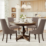 COLAMY Wingback Upholstered Dining Chairs Set of 2, Fabric Side Dining Room Chairs with Tufted Button, Living Room Chairs for Home Kitchen, Taupe COLAMY