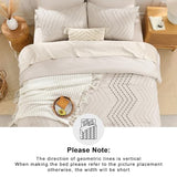 Andency King Size Comforter Set Beige, Boho Cream Soft Warm Tufted Neutral Bedding Comforter Sets for King Size Bed, 3 Pieces Aesthetic Chevron Farmhouse Cute Bohemian Textured Bedding Set Andency