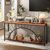 70.9 Inch Console Table, Extra Long Industrial Sofa Tables, 2-Tier Behind Couch Table, Foyer Tables for Entryway, Hallway, Living Room, Unique Design UNIQUITE