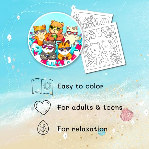 Comfy Summer: Cute and Cozy Coloring Book for Adults & Teens Featuring Summer Hygge Scenes with Adorable Animal Characters WoodArtSupply