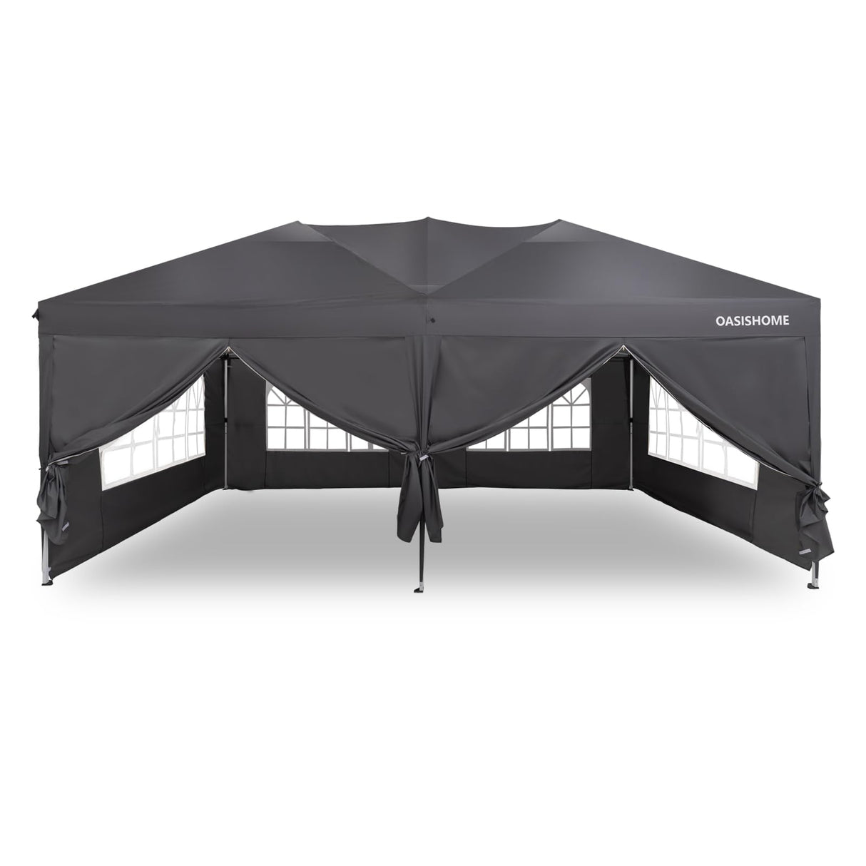 OASISHOME Pop-up Gazebo Instant Portable Canopy Tent 10'x20', with 6 Removable Sidewalls, Windows, Stakes, Ropes, Carrying Bag, for Patio/Outdoor/Wedding Parties and Commercial Events (10x20, Grey) OASISHOME