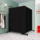 Room Divider Kit, 13.1 ft x 6.6 ft, 4 Rolling Wheels Curtain Divider Stand, Metal Frame, Darking Curtain, L-Shape Dressing Room for Boutique, Expandable Room Partition for Home Lvrunben