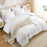 Litanika Comforter Full Size Set White - 7 Pieces Bed in a Bag Full Bedding Comforter Sets, Plain Lightweight Bed Set with Comforter, Sheets, Pillowcases & Shams Litanika