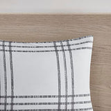 Intelligent Design Pike Reversible Comforter Set, Cottage Plaid Print, Modern Cabin Lifestyle, Down Alternative, All Season Bedding with Matching Sham, Twin/Twin XL White/Grey 2 Piece Intelligent Design