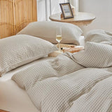 WARMDERN Waffle Weave Duvet Cover King Size, Khaki Textured Duvet Cover Set, Soft and Breathable Comforter Cover, 3 Pieces Microfiber Bedding Set for All Season(Khaki,King) WARMDERN