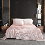 N\A HommxJF Blush Pink Satin Sheets Twin Size Sheets Set Silky Sheets, 3 Pieces Bedding Sheets & Pillowcases with 1 Flat Sheet + 1 Deep Pocket Fitted Sheet + 1 Pillowcase (Blush Pink, Twin) N\A