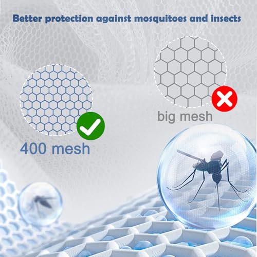 Aventik EDSRDLUZ 400 Fine Meshes Luxury Mosquito Large Square Net for Single to King-Sized Beds, 2 Side Openings & 8 Hanging Loops Decorative Rectangular Shape for Home & Travel Aventik