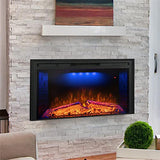 Benrocks 40'' Electric Fireplace Inserts, Recessed & Built in Wall Electric Fireplace Heater with Fire Crackling Sound, Adjustable Top Light & Flame Speed, Overheating Protection, 750/1500W Black Benrocks