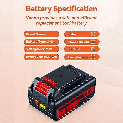 VANON 2Pack Lithium LB2X4020 7.0Ah 20V MAX Replacement for Black and Decker 20V Battery LBXR20 LBXR20-OPE LB20 LBX20 LBX4020 LB2X4020-OPE Visit The Store VANON