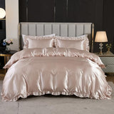 Silk Like Satin Bedding Twin Light Pink Duvet Cover Set Soft Silky Ruffle Comforter Cover Sexy Hotel Silky Bedding Sets 1 Duvet Cover 1 Pillowcase (Twin, Light Pink) Bedding_Dreamer