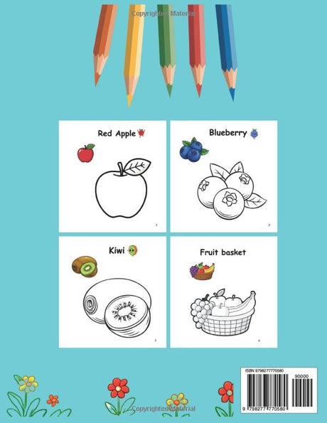 FRUITS Coloring Book For Kids: Fruit-Themed Coloring Book for Kids 4–8: Fun, Learning, and Colorful Models on Each Page (Fun & Creative Colors) WoodArtSupply
