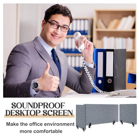 AceOrbit 3 Pcs Clamp-on Desk Divider, 1pcs-47''x 24'' and 2pcs-24''x 24'' Desk Privacy Panel Acoustic Office Partitions Cubicle Modesty Panel for Classroom Noise Reducing Visual Distractions AceOrbit