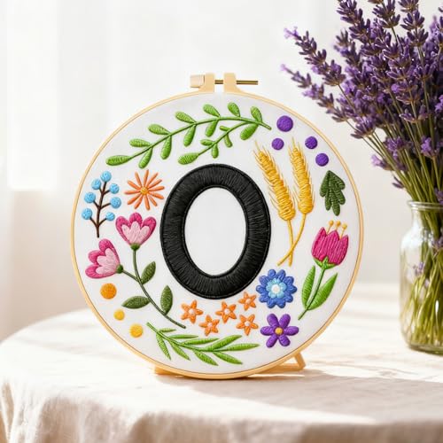 BEUNITONE 4 Set Embroidery Kit for Beginners, DIY Home Theme Pre-Stamped Pattern Needlepoint Kits for Adults with Hoop and Instruction, Funny Hand Embroidery Patterns for Cloth and Home Decor